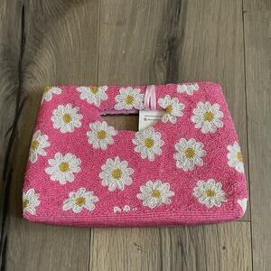 NEW TIANA NY Handmade Beaded Handbag Pink White Floral Clutch $170.00